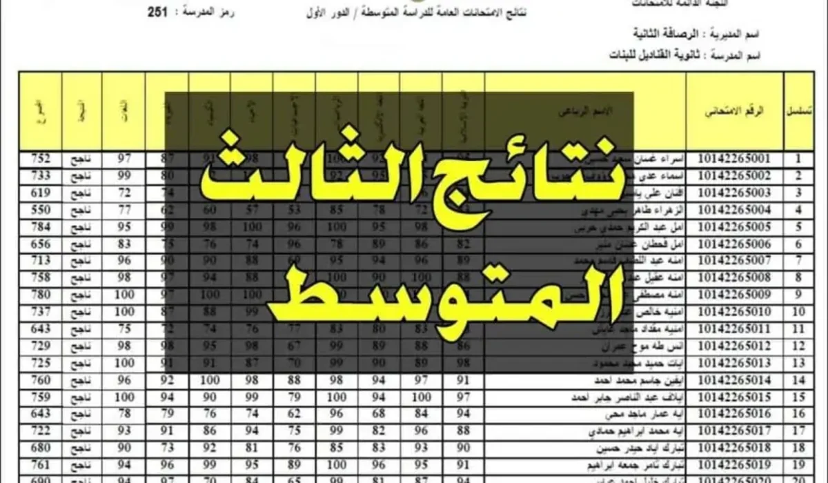 درايف PDF .. رابط الاستعلام عن نتائج الثالث متوسط بغداد 2024 الدور الاول عبر نتائجنا moedu.gov.iq